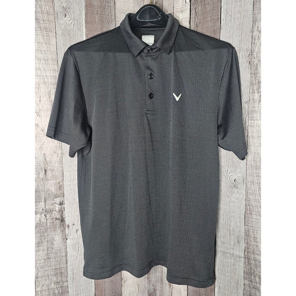 Callaway Men’s Medium Polo Golf Shirt Opti-Dri Black Golf Short Sleeve
